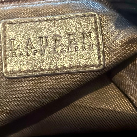 LAUREN RALPH LAUREN Brown & Black Houndstooth Canvas Large Shoulder Purse - Picture 7 of 7